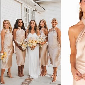 Show me your mumu - jasmine halter midi dress, champagne luxe